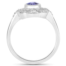 Load image into Gallery viewer, 1.17 Carat Genuine Tanzanite and White Topaz .925 Sterling Silver Ring
