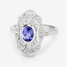 Load image into Gallery viewer, 1.17 Carat Genuine Tanzanite and White Topaz .925 Sterling Silver Ring
