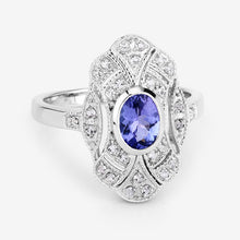 Load image into Gallery viewer, 1.17 Carat Genuine Tanzanite and White Topaz .925 Sterling Silver Ring
