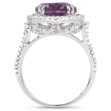 Load image into Gallery viewer, 5.55 Carat Genuine Amethyst &amp; White Topaz .925 Sterling Silver Ring
