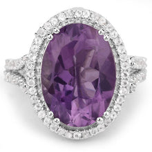 Load image into Gallery viewer, 5.55 Carat Genuine Amethyst &amp; White Topaz .925 Sterling Silver Ring
