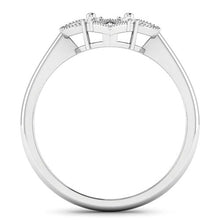 将图片加载到图库查看器，0.20 Carat Genuine White Diamond 14K White Gold Semi Mount Ring - holds 8x6mm Oval Gemstone
