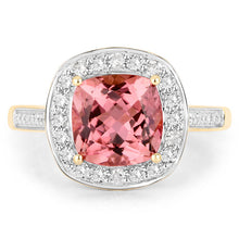Load image into Gallery viewer, 2.71 Carat Genuine Royal Pink Tourmaline and White Diamond 14K Yellow Gold Ring
