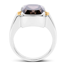 Load image into Gallery viewer, Two Tone Plated 5.51 Carat Genuine Smoky Quartz and White Topaz .925 Sterling Silver Ring
