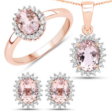 Load image into Gallery viewer, 1.61 Carat Genuine Morganite and White Diamond 14K Rose Gold Earrings
