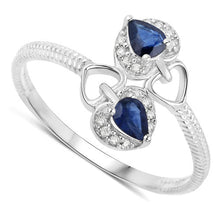 Load image into Gallery viewer, 0.34 Carat Genuine Blue Sapphire and White Diamond 14K White Gold Ring
