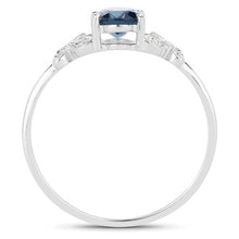 Load image into Gallery viewer, 0.93 Carat Genuine London Blue Topaz and White Diamond 14K White Gold Ring
