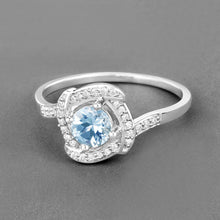 将图片加载到图库查看器，0.46 Carat Genuine Aquamarine and White Diamond 14K White Gold Ring
