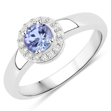 Load image into Gallery viewer, 0.55 Carat Genuine Tanzanite and White Topaz .925 Sterling Silver Ring
