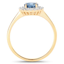 将图片加载到图库查看器，1.03 Carat Genuine Blue Sapphire and White Diamond 14K Yellow Gold Ring
