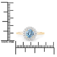 将图片加载到图库查看器，1.03 Carat Genuine Blue Sapphire and White Diamond 14K Yellow Gold Ring
