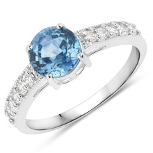 将图片加载到图库查看器，1.90 Carat Genuine Blue Sapphire and White Diamond 14K White Gold Ring
