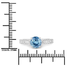 将图片加载到图库查看器，1.90 Carat Genuine Blue Sapphire and White Diamond 14K White Gold Ring
