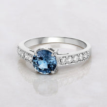 将图片加载到图库查看器，1.90 Carat Genuine Blue Sapphire and White Diamond 14K White Gold Ring
