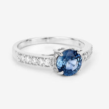 将图片加载到图库查看器，1.90 Carat Genuine Blue Sapphire and White Diamond 14K White Gold Ring
