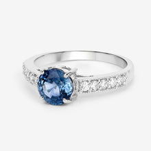 将图片加载到图库查看器，1.90 Carat Genuine Blue Sapphire and White Diamond 14K White Gold Ring
