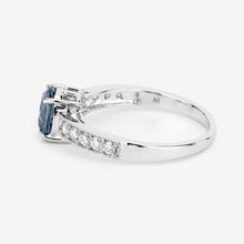 将图片加载到图库查看器，1.90 Carat Genuine Blue Sapphire and White Diamond 14K White Gold Ring
