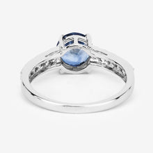 将图片加载到图库查看器，1.90 Carat Genuine Blue Sapphire and White Diamond 14K White Gold Ring
