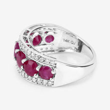 Load image into Gallery viewer, 3.24 Carat Genuine Ruby and White Diamond 14K White Gold Ring

