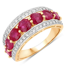 Load image into Gallery viewer, 3.24 Carat Genuine Ruby and White Diamond 14K Yellow Gold Ring
