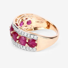 Load image into Gallery viewer, 3.24 Carat Genuine Ruby and White Diamond 14K Yellow Gold Ring
