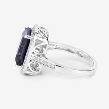 Load image into Gallery viewer, 3.70 Carat Genuine Iolite and White Diamond 14K White Gold Ring
