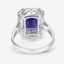 Load image into Gallery viewer, 3.70 Carat Genuine Iolite and White Diamond 14K White Gold Ring
