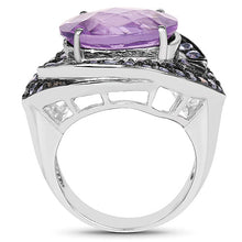 Load image into Gallery viewer, 5.95 Carat Genuine Amethyst and Tanzanite .925 Sterling Silver Ring
