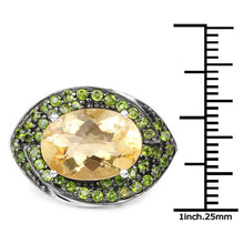 Load image into Gallery viewer, 6.11 Carat Genuine Citrine and Chrome Diopside .925 Sterling Silver Ring
