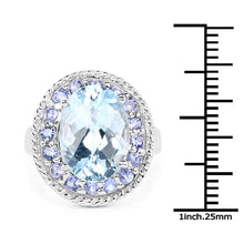 Load image into Gallery viewer, 7.41 Carat Genuine Blue Topaz and Tanzanite .925 Sterling Silver Ring
