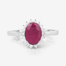 Load image into Gallery viewer, 1.58 Carat Genuine Ruby and White Diamond 10K White Gold Ring
