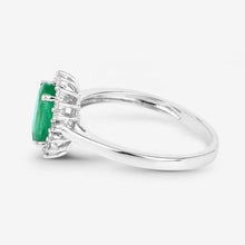 将图片加载到图库查看器，1.34 Carat Genuine Zambian Emerald and White Diamond 10K White Gold Ring
