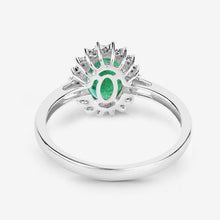 将图片加载到图库查看器，1.34 Carat Genuine Zambian Emerald and White Diamond 10K White Gold Ring
