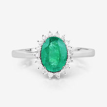 将图片加载到图库查看器，1.34 Carat Genuine Zambian Emerald and White Diamond 10K White Gold Ring
