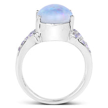 Load image into Gallery viewer, 4.12 Carat Genuine Triplet Opal and Tanzanite .925 Sterling Silver Ring
