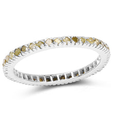 将图片加载到图库查看器，0.57 Carat Genuine Yellow Diamond .925 Sterling Silver Ring
