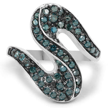 将图片加载到图库查看器，0.76 Carat Genuine Blue Diamond .925 Sterling Silver Ring
