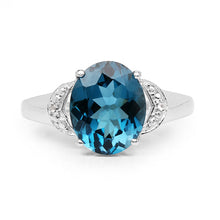 Load image into Gallery viewer, 4.26 Carat Genuine London Blue Topaz &amp; White Topaz .925 Sterling Silver Ring
