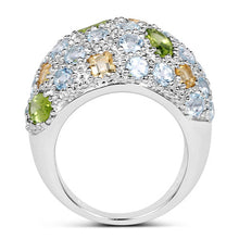 将图片加载到图库查看器，11.38 Carat Genuine Peridot, Citrine and Blue Topaz .925 Sterling Silver Ring
