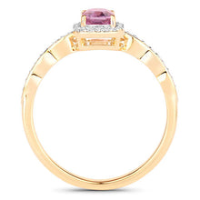 将图片加载到图库查看器，0.80 Carat Genuine Pink Sapphire and White Diamond 14K Yellow Gold Ring
