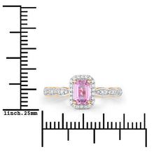 将图片加载到图库查看器，0.80 Carat Genuine Pink Sapphire and White Diamond 14K Yellow Gold Ring

