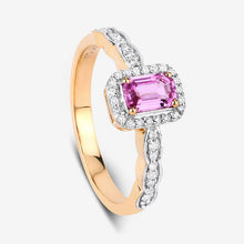 将图片加载到图库查看器，0.80 Carat Genuine Pink Sapphire and White Diamond 14K Yellow Gold Ring
