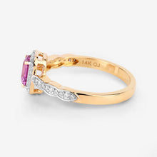 将图片加载到图库查看器，0.80 Carat Genuine Pink Sapphire and White Diamond 14K Yellow Gold Ring
