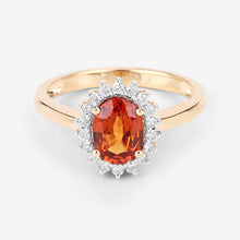 将图片加载到图库查看器，1.87 Carat Genuine Spessartite Garnet and White Diamond 14K Yellow Gold Ring
