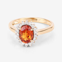 将图片加载到图库查看器，1.87 Carat Genuine Spessartite Garnet and White Diamond 14K Yellow Gold Ring
