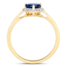 将图片加载到图库查看器，0.73 Carat Genuine Blue Sapphire and White Diamond 14K Yellow Gold Ring
