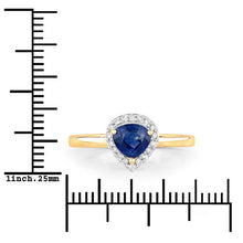 将图片加载到图库查看器，0.73 Carat Genuine Blue Sapphire and White Diamond 14K Yellow Gold Ring
