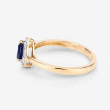 将图片加载到图库查看器，0.73 Carat Genuine Blue Sapphire and White Diamond 14K Yellow Gold Ring
