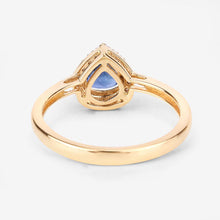 将图片加载到图库查看器，0.73 Carat Genuine Blue Sapphire and White Diamond 14K Yellow Gold Ring
