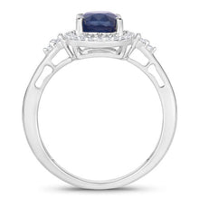 Load image into Gallery viewer, 1.70 Carat Genuine Blue Sapphire and White Diamond 14K White Gold Ring
